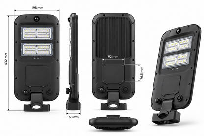 LED solar straatlamp | 1800lm | 6000K | PIR + daglichtsensor | IP65 | Incl. muursteun