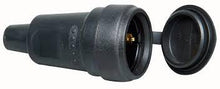 Kontraststecker, Schutzkontakt, Gummi, 10/16 A, Schwarz mit Steckerverriegelung MDRLED®