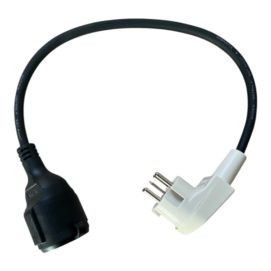 Adapter Perilex 16A angle plug on Schuko coupling, Perilex plug H07RN-F 3G 2.5mm² rubber hose 0.5M Adapter Perilex 16A angle plug on Schuko coupling, Perilex plug H07RN-F 3G 2.5mm² rubber hose 0.5M