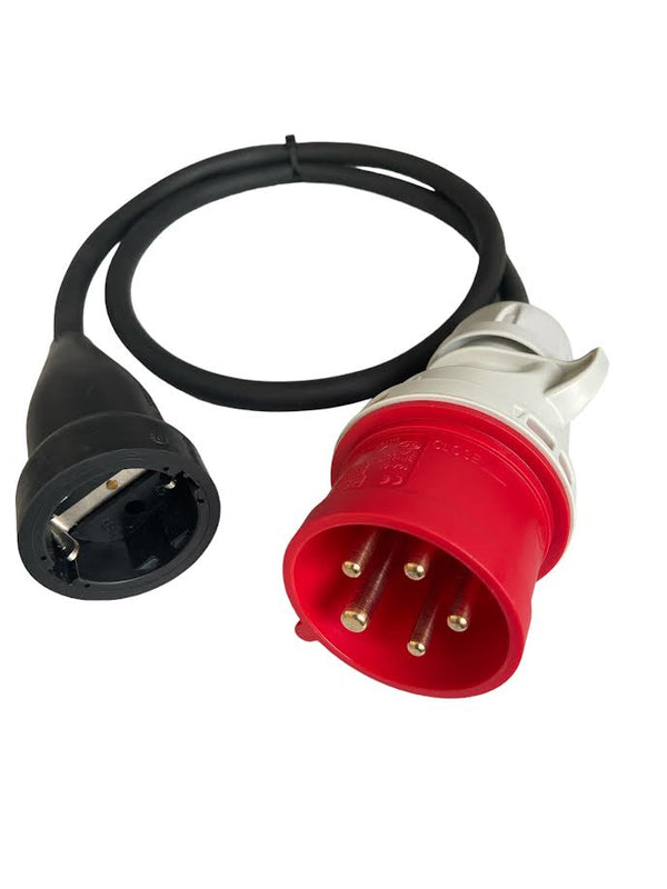 CEE 5polig 16A Verloopadapter 400V naar 3 aderig 230V AC contrastekker MDR LED .