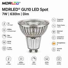 MDRLED® GU10 LED Spot 7W | 630lm | Dimbaar