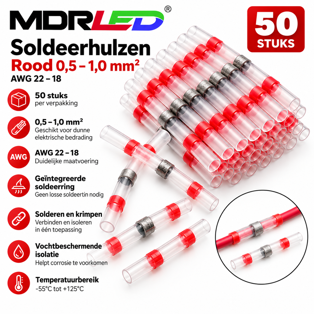 MDR LED LÖTHÜLSEN ROT (50 Stück)