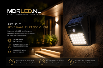 Solar Buitenlamp - Set van 2 Stuks - Bewegingssensor - 20 LED - Waterdicht - Buiten & Tuin sensor - Buitenverlichting op Zonne-energie