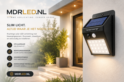 Solar Buitenlamp - Set van 2 Stuks - Bewegingssensor - 20 LED - Waterdicht - Buiten & Tuin sensor - Buitenverlichting op Zonne-energie