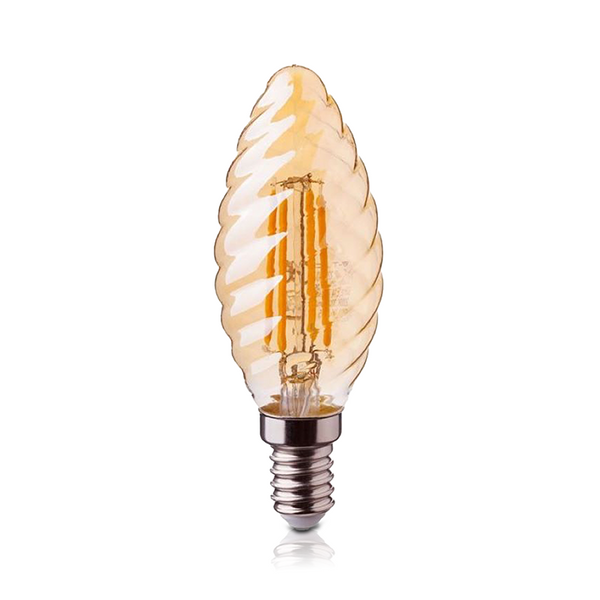 LED Filament E14 Kaarslamp met Amberkleurig Glas - Dimbaar, 2W, 2400K MDRLED®