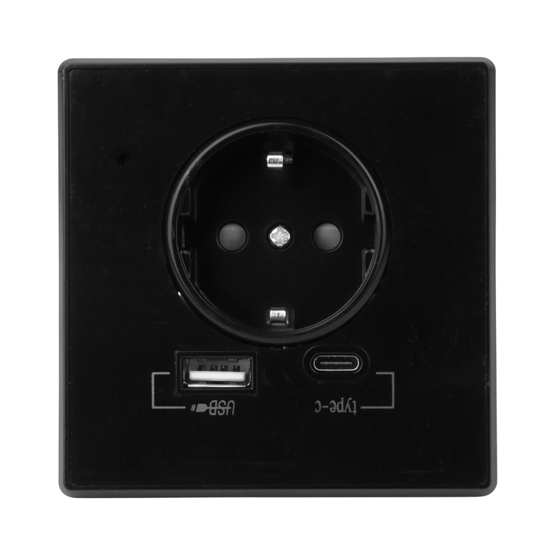 MDRLED® Wandcontactdoos met USB-A & USB-C | 16A | 220–240V | Zwart & Wit