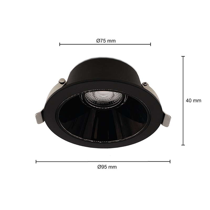 LED DOWNLIGHT  CCT-SWITCH  Ø75MM  7W  ZWART