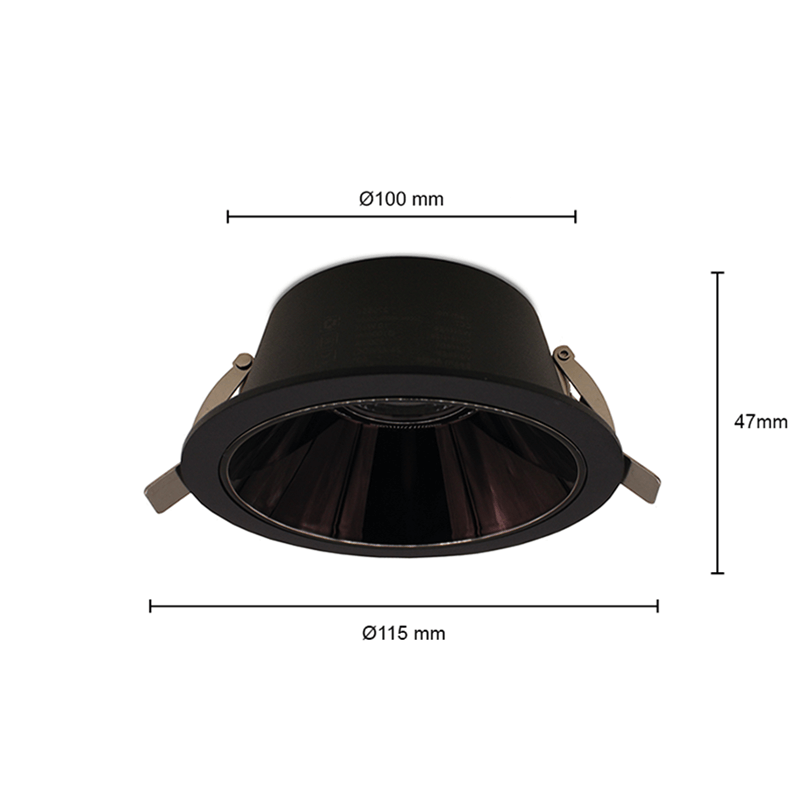 LED DOWNLIGHT CCT-SWITCH Ø100MM  10W  ZWART