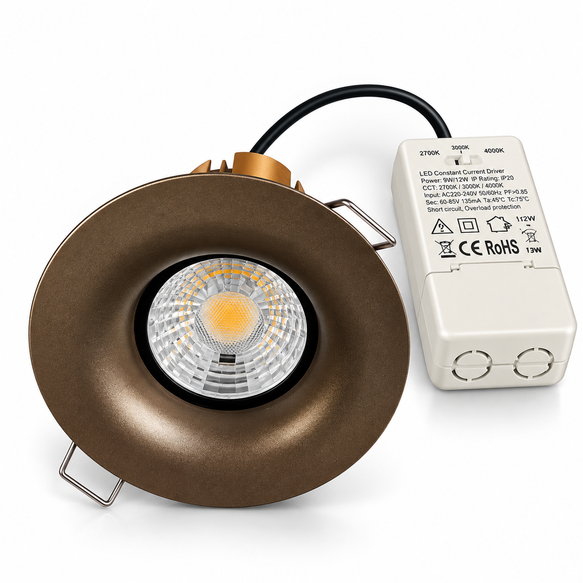 LED Inbouwspot Donkerbrons 9/12W CCT | Vast | CRI >98