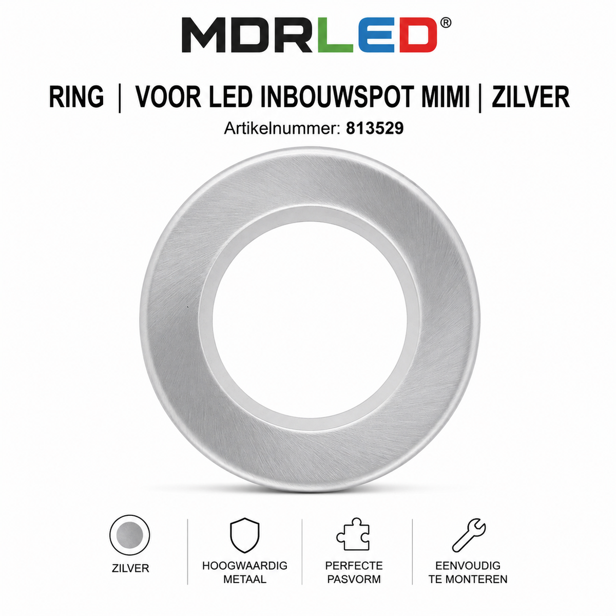 Ring Voor LED Inbouwspot Mimi | MDRLED® | Zilver | Ø55mm | Moderne Afwerking