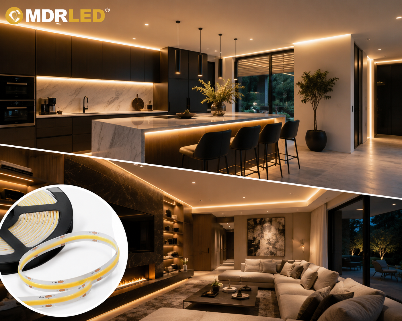 COB LED Strip CCT | 24V | 5M | 12W/m | 2700K-6500K | IP20 | MDRLED Premium