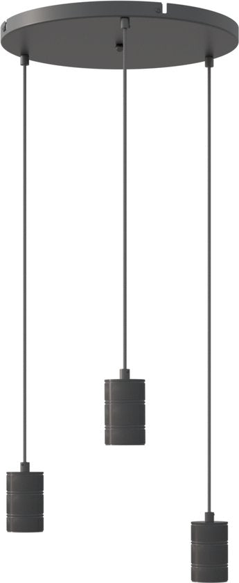 Calex Retro Plafondlamp - 3x E27 - Hanglamp Industrieel - Ø40cm Pendellamp Rond - Zwart MDRLED