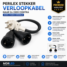 Perilex Steckeradapter auf 2x230V gegen über 2 Phasen verteilt - MDR LED®