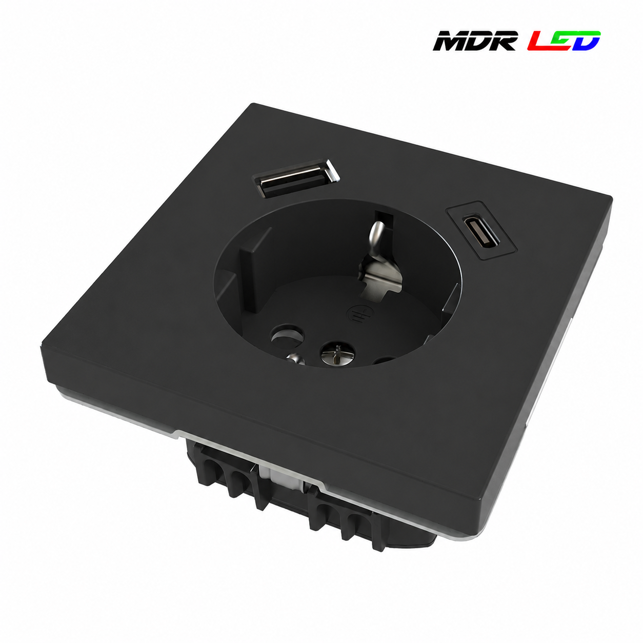 Wandcontactdoos RA met USB-A & USB-C | Wit/Zwart