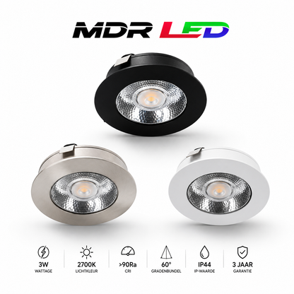 Reflektor meblowy LED 3W 12V(DC) IP44 Srebrny 2700K Ø55 mm MDRLED®