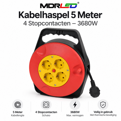 Kabelhaspel 5 Meter – 4 Stopcontacten – 3680W