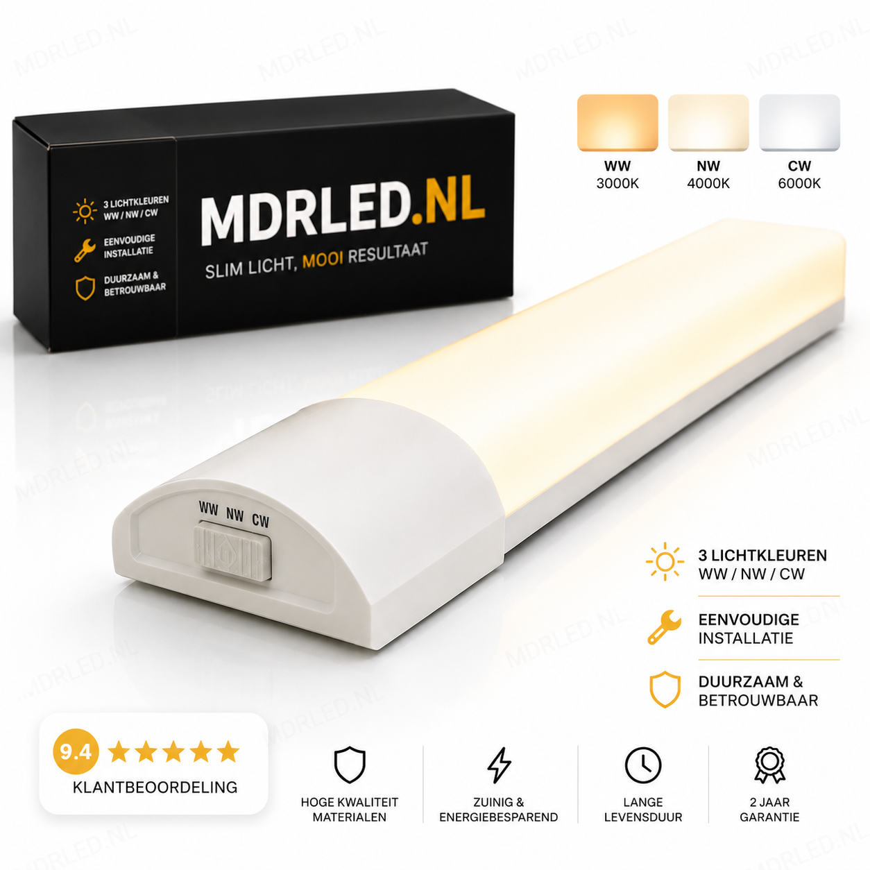 LED Batten 60CM 10W-20W | CCT Switch | 2400lm | MDRLED®