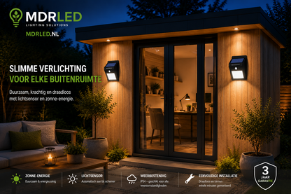 Solar Wandlamp met Lichtsensor | 20 LED | IP44 | Buitenlamp op Zonne-energie | MDRLED®