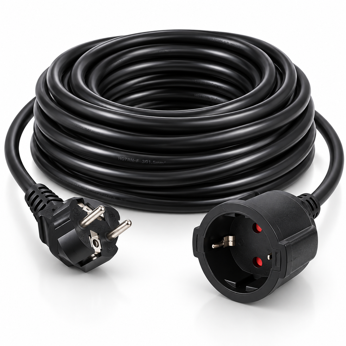 Verlengkabel | 2m | 3680W | 1,5mm² | Zwart | 10 stuks
