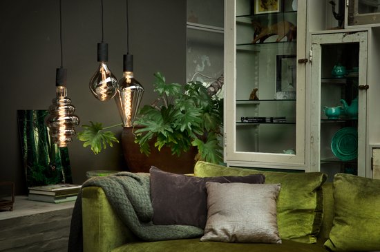 Calex Retro Lampa sufitowa - 3x E27 - Industrialna lampa wisząca - Ø40cm Okrągła lampa wisząca - Czarna MDRLED