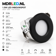 MINI REFLEKTOR WPUSZCZANY LED 1,5 W ŚCIEMNIANY CZARNY MDR LED