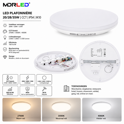 MDRLED® LED Plafonnière 20/28/35W | CCT | IP54 | IK10