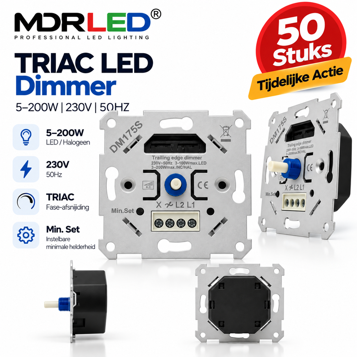 MDRLED® TRIAC LED Dimmer 5–200W | 50 Stuks  Tijdelijke Actie