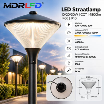 MDRLED® LED Straatlamp 10/20/30W | CCT | 4800lm | IP66 | IK10