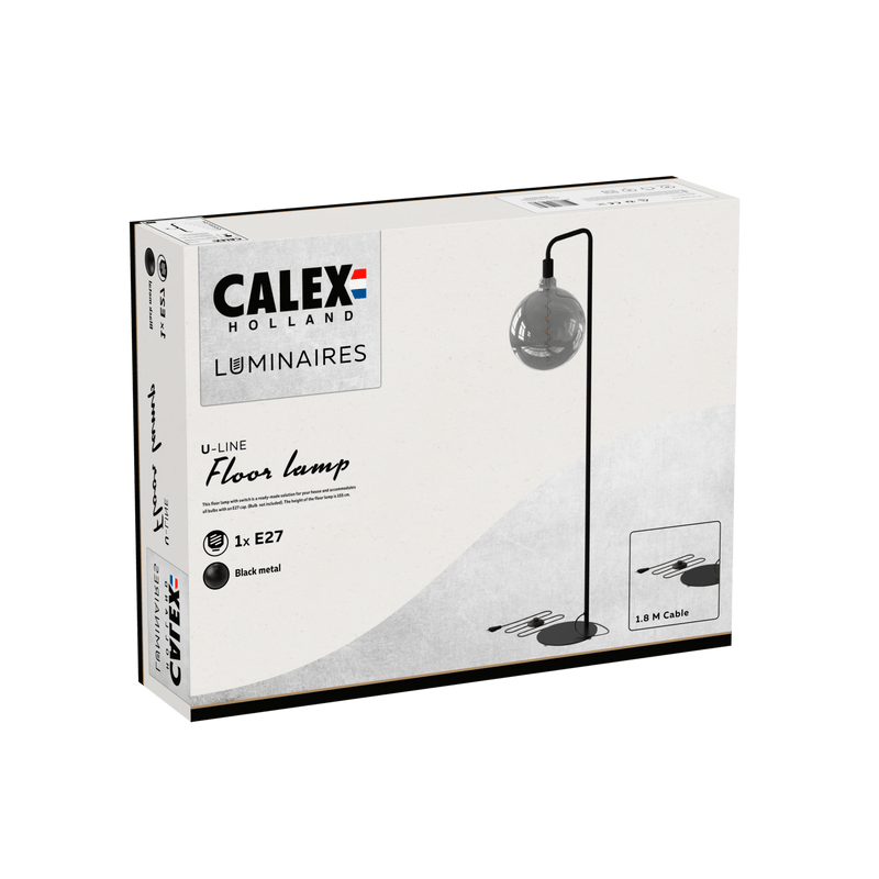 Calex U-Line Vloer Lamp - E27 - Zwart MDRLED