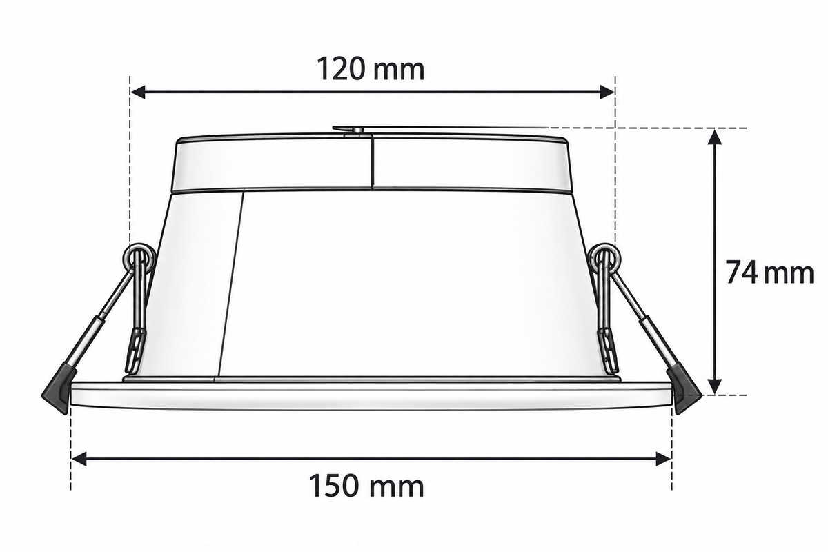 LED downlight | 6–12W | CCT | Dimbaar | IP54 | Ø150mm