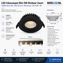 LED-Einbaustrahler SLIM-5W DIMMBAR SCHWARZ Moderne LED-Einbaustrahler 2200K TEMPORÄRES AKTIONSPREIS MDR LED®
