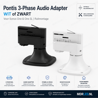 Pontis 3-Phase Audio Adapter Wit | Voor Sonos One & One SL | Railmontage