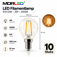 LED Filamentlamp E14 G45 – 2W – 2200K – 10 Stuks