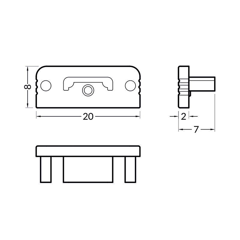 END CAP ZONDER KABELOPENING  SURFACE  10MM  2 STUKS