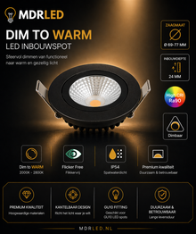 LED-Einbaustrahler SLIM-FIT Ø68-78mm 5W DIM2WARM SCHWARZ