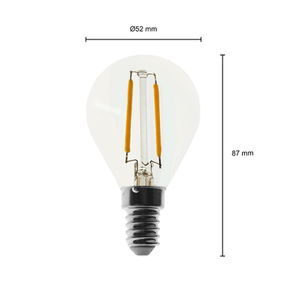 LED Filament Lamp E14 G45 – 2W – 2200K – Dimbaar