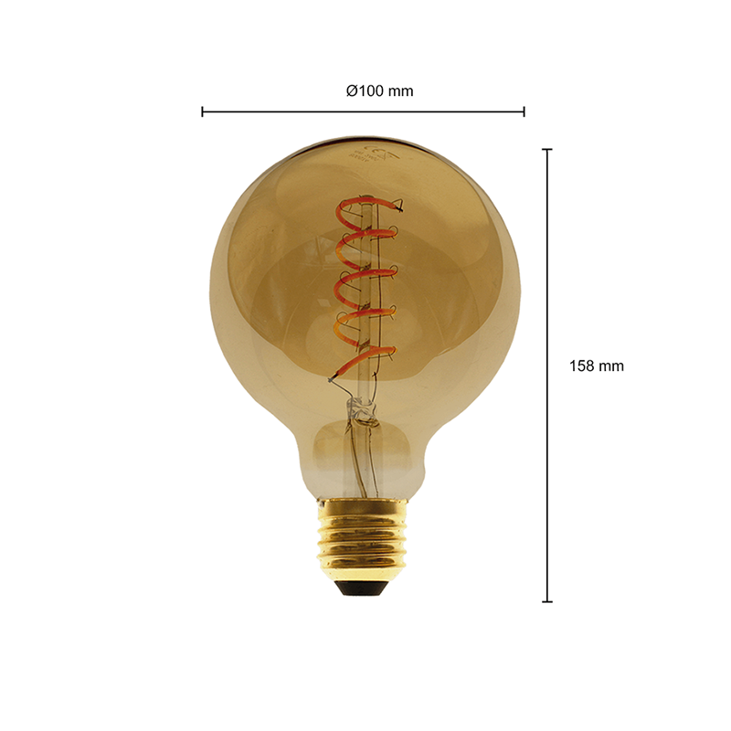 LED Gloeidraad E27 2200K GLOBE M DIMBAAR AMBER 4W MDRLED®