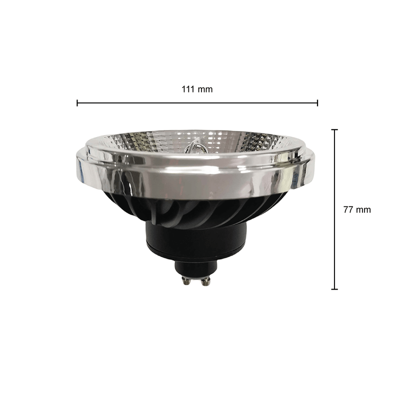 LED AR111  GU10  SPOT  15W  DIMBAAR  ZWART MDRLED®