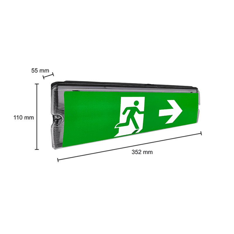 PEROLEDPARTERS® PROFFESIONELE  NOODVERLICHTING 6W  IP65 ZWART (INCLUSIEF PICTOGRAMMEN)