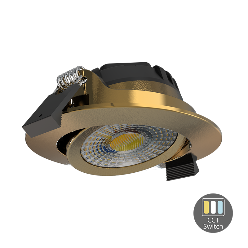 LED INBOUWSPOT  MDRLED® SLIM-FIT  6W  DIM  MESSING  CCT-SWITCH  IP65