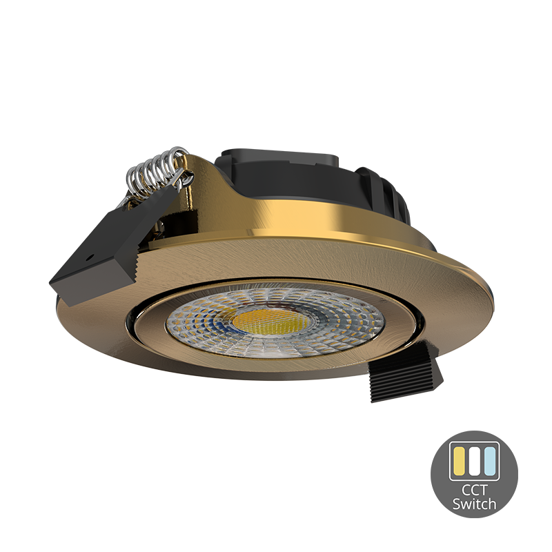 LED INBOUWSPOT  MDRLED® SLIM-FIT  6W  DIM  MESSING  CCT-SWITCH  IP65