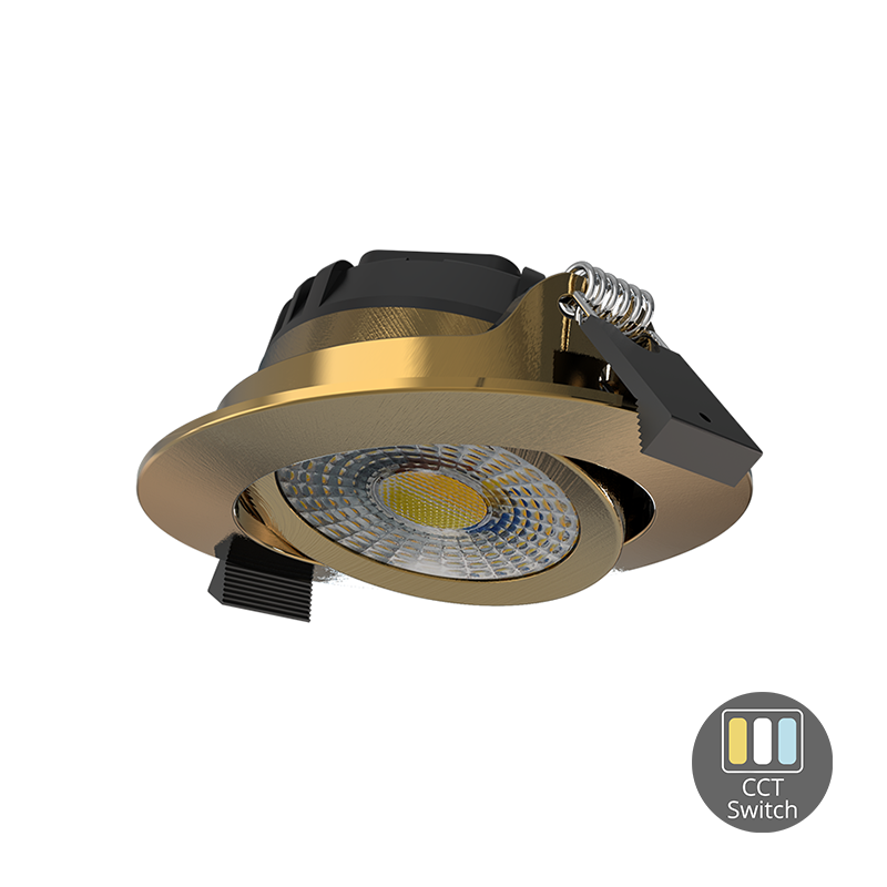 LED INBOUWSPOT  MDRLED® SLIM-FIT  6W  DIM  MESSING  CCT-SWITCH  IP65