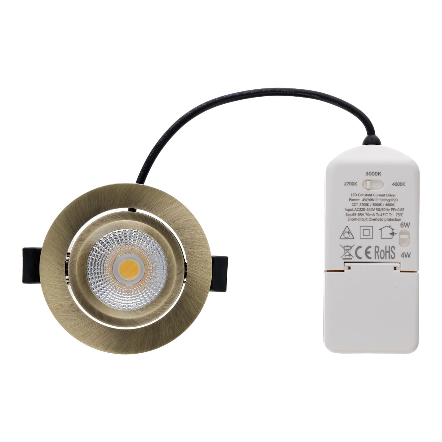 LED Inbouwspot   LUNA 4- 6W  Dimbaar  Brons  CCT-Switch  IP65