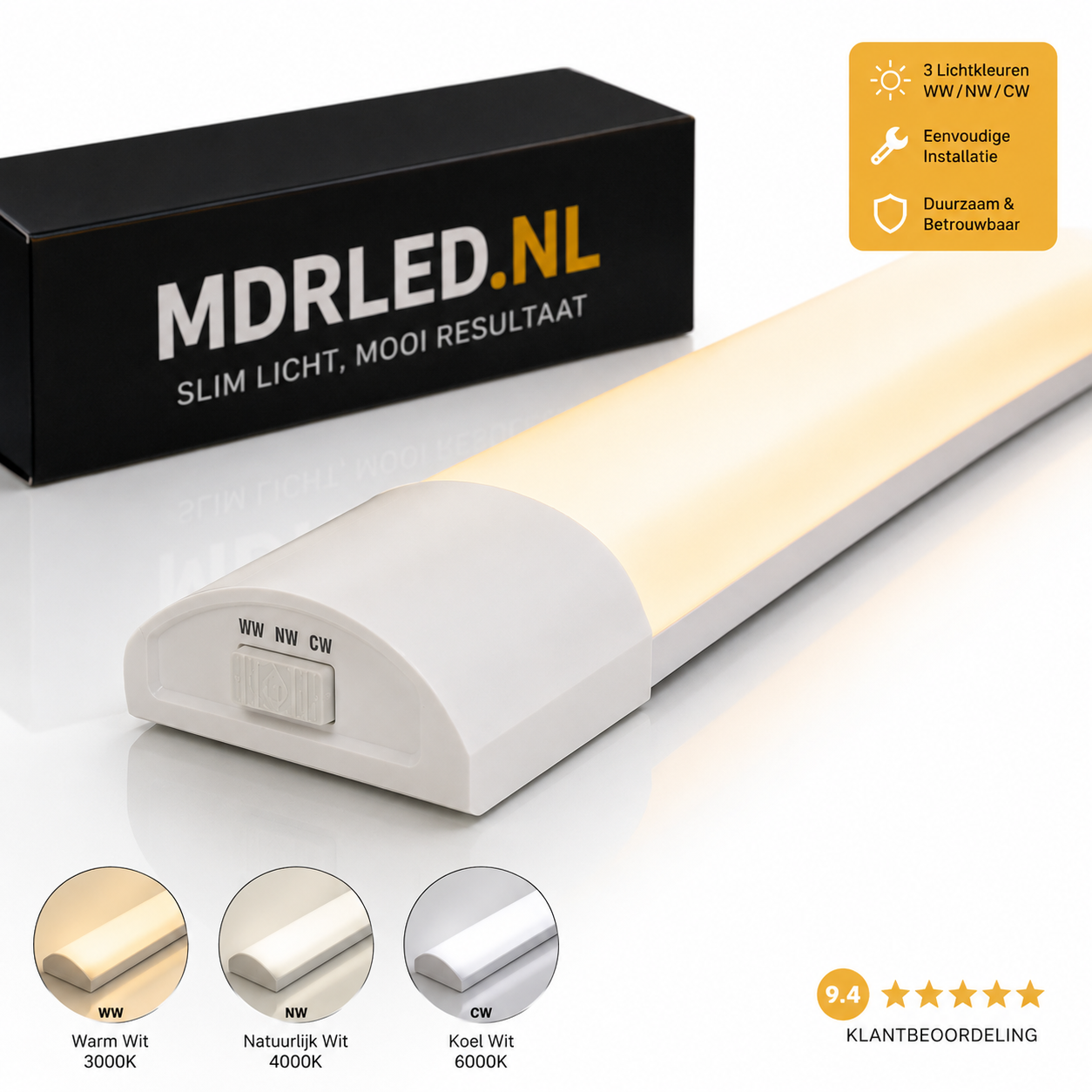 LED Batten 60CM 10W-20W | CCT Switch | 2400lm | MDRLED®
