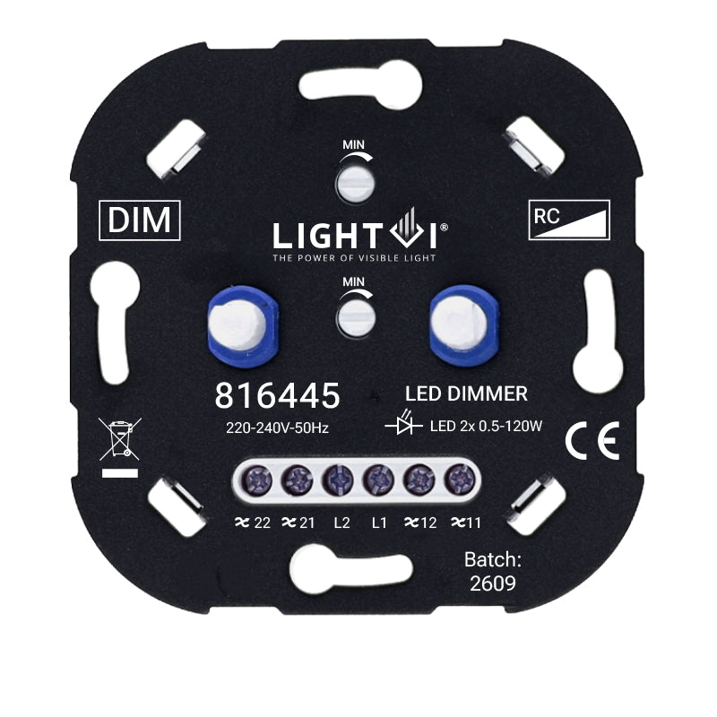 TRIAC LED Dimmer 2x 120W – Dubbele Dimmer – Wisselschakeling