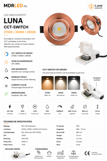 LED Inbouwspot   LUNA 4- 6W  Dimbaar  Brons  CCT-Switch  IP65