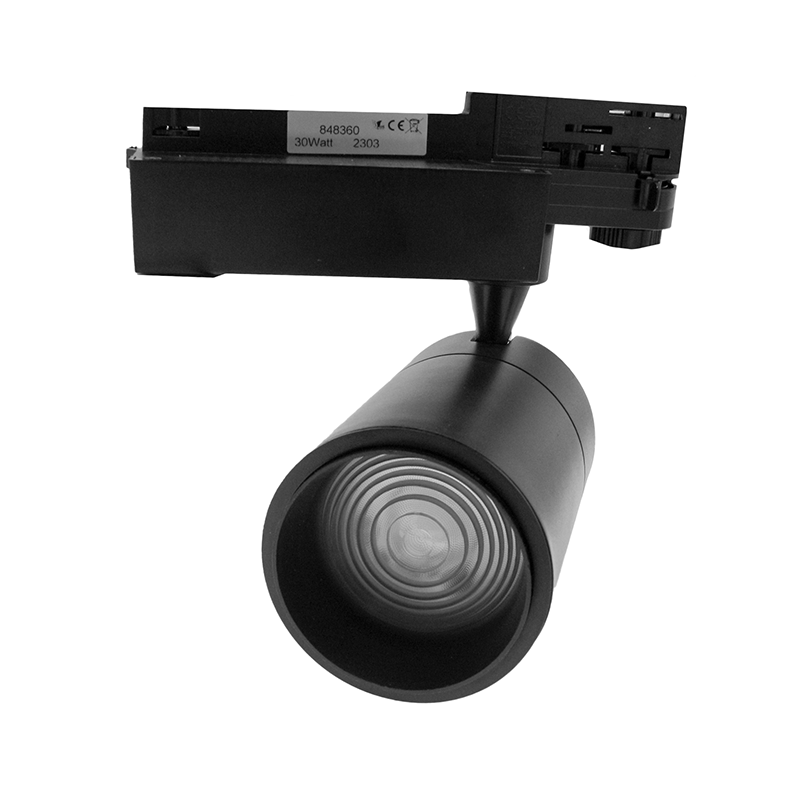 3-Fase Railspot 30W Zwart  Zoombaar 15°–60°  Dimbaar   CRI>82 4000K=