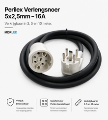 PERILEX ANSCHLUSSKABEL VERLÄNGERUNGSKABEL 5 Adrig 9000 Watt 16A 3 bis 10 Meter MDR LED®