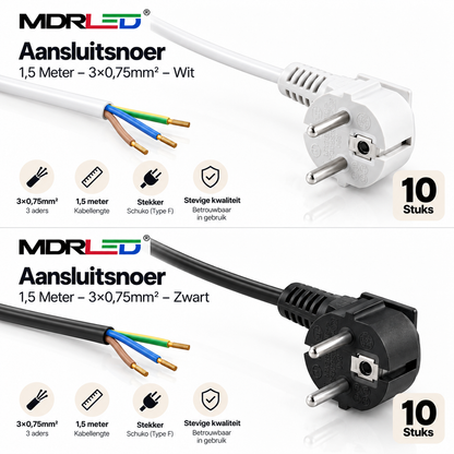 Verbindungskabel 1,5 m Euro 3 x 0,75 mm² weiß MDRLED®