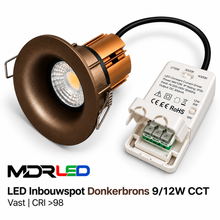 LED Inbouwspot Donkerbrons 9/12W CCT | Vast | CRI >98